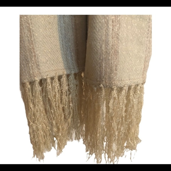 NWT Vince Camuto Large Blanket Scarf Wrap Tan Plaid W/Fringe Winter Cozy - Picture 5 of 8